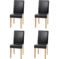 Generique 4er-Set Esszimmerstuhl Stuhl Küchenstuhl Littau - Kunstleder, schwarz helle Beine
