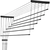 Kadax Deckenwäschetrockner "Torp", Deckentrockner Traglast 12kg, 6 Stäbe, 160 cm, schwarz
