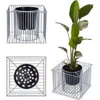 Kadax Gabione aus verzinktem Stahl "Albes", Gabionentopf, Quadratisch Drahtkorb, Pflanzenkorb, Blumentopf, Silber, 32 cm