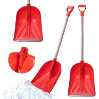 Kadax Schneeschaufel "Estival", Schneespaten mit Holzstiel, Orange, 38 cm