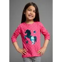 Kidsworld Langarmshirt "für kleine Mädchen" Langarm, Basic-Passform, bedruckt, Rundhalsausschnitt