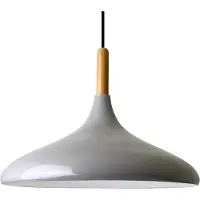 Bamyum Pendelleuchte I Champion I Holz Esstisch Grau Ø35 cm Metall E27 Lampe