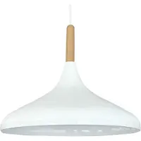 Bamyum Pendelleuchte | Champion | Esstisch Skandinavisch aus Holz und Metall 35 cm E27 Hängelampe Weiß