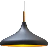 Bamyum Pendelleuchte I Champion I Schwarz 35cm Holz Metall E27 Schlafzimmer