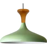 Bamyum Champion Pendelleuchte aus Holz, 35 cm Hängelampe Metall E27 Moderne, Skandinavisch Pendellampe für Schlafzimmer Wohnzimmer Esstisch Lampe - Minzgrün