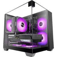 Mars Gaming MC-VISIONM, Mini Tower, PC, Schwarz, micro ATX, Mini-ITX, Metall, Gehärtetes Glas, Gaming