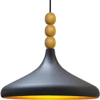 Bamyum Pendelleuchte | Champion | Moderne Esstisch Lampe aus Holz Skandinavisch Pendellampe für Schlafzimmer Wohnzimmer Schwarz Küchenlampe