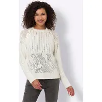 HEINE Strickpullover "Twinset", Damen, Gr. 48, beige (ecru), 65% Polyacryl, 35% Polyamid, unifarben, Pullover Strickpullover