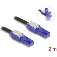 DeLOCK - Netzwerkkabel - RJ-45 (M) gewinkelt zu RJ-45 (M) gewinkelt - 2 m - 6 mm - UTP - CAT 6 - halogenfrei - Schwarz