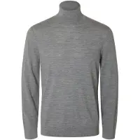 SELECTED MEN Herren Pullover & Cardigans Slhtray Ls Knit Merino Roll Neck - Grijs - Größe L