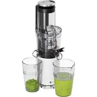 Kitchenbrothers Slowjuicer - Vertikal - Entsafter - Gemüse- und Obstpresse - 80 mm - 750 ml - Perlweiß / Weiß