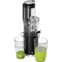 Kitchenbrothers Slow Juicer - Vertikal - Entsafter - Obst- und Gemüsepresse - 80mm - 750ml - Schwarz