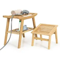 Coast Duschhocker - Bambus - Max. 150 kg - 2-tlg.