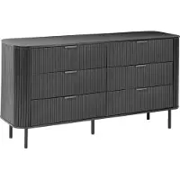 Beliani Kommode Schwarz MDF-Platte mit 6 Schubladen Lamellen-Optik Retro Schubladenschrank Schlafzimmer Wohnzimmer Esszimmer Ausstattung