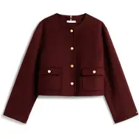 Tommy Hilfiger Damen Jacken Df Wool Blend Reg Lady Jacket - Bordeaux - Größe 42