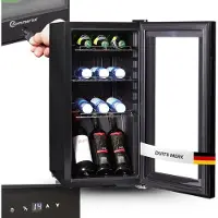 Sommertal Kühlschrank GK 50– Leiser Getränkekühlschrank mit LED, Touchscreen & Schloss kleiner Flaschenkühlschrank schwarz 50L