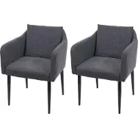 Mendler 2er-Set Esszimmerstuhl HWC-H93, Küchenstuhl Lehnstuhl Stuhl Stoff/Textil dunkelgrau