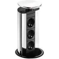 NABER Evoline Port 1, Versenkbares Steckdosenelement, mit Schukosteckdose, Deckel silberfarbig 8031130