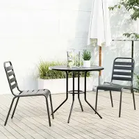 vidaXL Möbel Gartenstuhl-Set 3-tlg. Stapelbar Pulverbeschichteter Stahl - Sitzgruppe 3283764