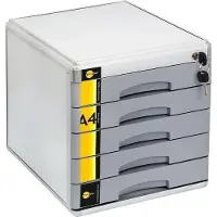 Yellow One Hochwertige Schubladenbox A4 abschließbar mit Schloss mit 5 Fächern aus Metall