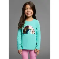 Kidsworld Langarmshirt "Regenbogen Pailletten-Applikation" Langarm, Basic-Passform, mit schimmernden Pailletten-Applikationen