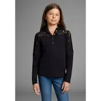 Kidsworld Kapuzenshirt "Shirt mit Spitzeneinsatz für Mädchen" Trendiges Shirt mit Spitzeneinsatz