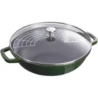 Zwilling Wok 30 cm mit Deckel Gusseisen Basilikum-gruen