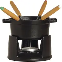 Staub Specialities Fondue Set 10 cm, rund, Schwarz, Gusseisen