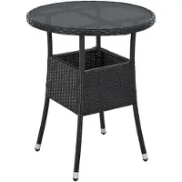 Juskys Polyrattan Gartentisch Yoro rund - wetterfest Ø 60 cm Outdoor Tisch - Schwarz