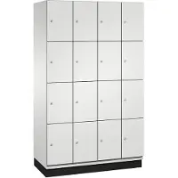 C+P Schließfachschrank Cambio, 4 Abteile, 16 Fächer, mit Sockel, B 1200 x T 525 x H 1980 mm, lichtgrau