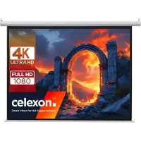 Celexon basic line Motorleinwand 240 x 240cm,Heimkino Leinwand,Leinwand Format 1:1, Beamerleinwand,3