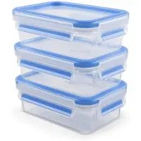 EMSA Clip & Close Frischhaltedosen-Set, rechteckig, 3 x 0,55 L, Aufbewahrungsbox