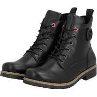 Rieker Damen Stiefelette flacher Schnürstiefel mit Riemen und Schnalle 73520, Größe:38 EU, Farbe:Schwarz