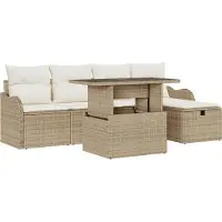 vidaXL Gartensofa-set 6 stk. Beige Poly-Rattan