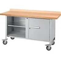 Schäfer Shop Mobile Werkbank PWi 150-1, Buche-Dekor Multiplexplatte, bis 400 kg, B 1500 x T 700 x H 840 mm