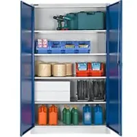 Schäfer Shop Stahlschrank, Stahl, abschließbar, T 400 x H 1935 x B 1200 mm, 5 OH, lichtgrau/enzianblau