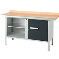 Schäfer Shop Kastenwerkbank PWi 150-1, Buche Multiplexplatte, mit Stahlkante, bis 750 kg, B 1500 x T 700 x H 840 mm, Anthrazit