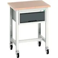 Bott Mobile Werkbank verso, Multiplex-Platte, mit Querstrebenset, 1 Schublade, B 700 x T 600 x H 930 mm, Lichtgrau / Anthrazitgrau