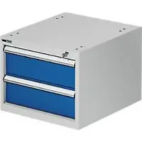Schäfer Shop Schubladenunterbau für modulare Werkbank, Typ 2, 2 Schübe, lichtgrau RAL 7035/enzianblau RAL 5010