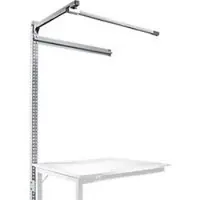 Manuflex Aufbauportal m. Ausleger, Ansatztisch STANDARD Arbeitstisch/Werkbank UNIVERSAL/PROFI, 1250 mm, alusilber