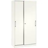 C+P Schiebetürenschrank ASISTO C 3000, 5 Ordnerhöhen, abschließbar, Breite 1000 mm, weiß/weiß