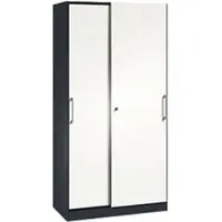 C+P Schiebetürenschrank ASISTO C 3000, 5 Ordnerhöhen, abschließbar, Breite 1000 mm, anthrazit/weiß