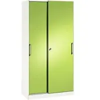 C+P Schiebetürenschrank ASISTO C 3000, 5 Ordnerhöhen, abschließbar, Breite 1000 mm, weiß/virdingrün