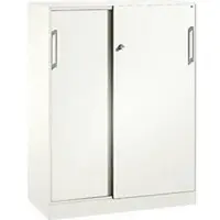 C+P Schiebetürenschrank ASISTO C 3000, 3 Ordnerhöhen, mit Abdeckplatte, Breite 1000 mm, weiß/weiß