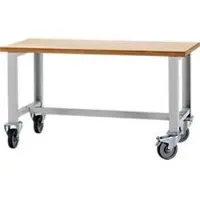 Schäfer Shop Werkbank, fahrbar, B 1500 x T 700 x H 835 mm, lichtgrau RAL 7035