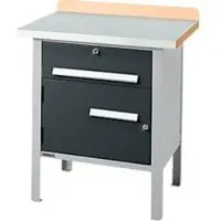Schäfer Shop Kastenwerkbank PWi 75-0, Buche-Dekor Multiplexplatte, mit Stahlabdeckung, bis 750 kg, B 750 x T 700 x H 840 mm