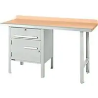 Schäfer Shop Kombiwerkbank PWi 150-2, Buche Multiplexplatte, mit Stahlkante, bis 750 kg, B 1500 x T 700 x H 840 mm, Lichtgrau