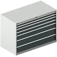 Schäfer Shop Schubladenschrank WSK 78–36 E, Stahl, 7 Schübe, 75 kg Traglast, B 1431 mm x T 725 mm x H 1000 mm, lichtgrau/anthrazitgrau