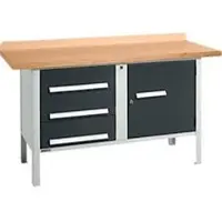 Schäfer Shop Kastenwerkbank PWi 150-4, Buche Multiplexplatte, bis 750 kg, B 1500 x T 700 x H 840 mm, Anthrazit