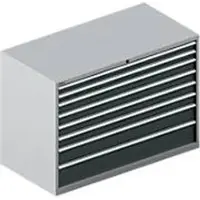 Schäfer Shop Schubladenschrank WSK 78–36 E, Stahl, 8 Schübe, 75 kg Traglast, B 1431 mm x T 725 mm x H 1000 mm, weißalu/anthrazitgrau